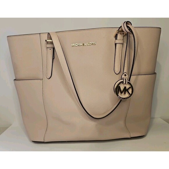 Michael Kors Charlotte Shoulder Bag Large - Powder Blush Clean - Picture 1 of 8